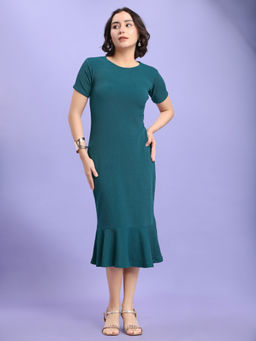 PURVAJA - Women Teal Solid Dress