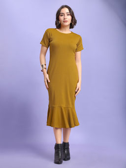 PURVAJA - Women Gold Solid Dress