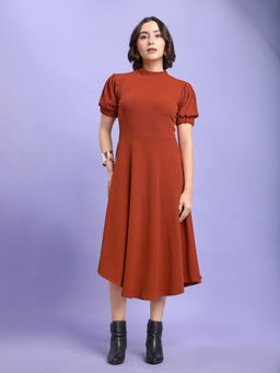 PURVAJA - Women Rust Solid Dress