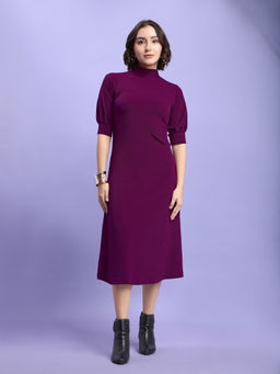 PURVAJA - Women Wine Solid Dress