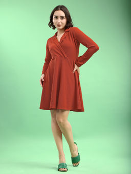 PURVAJA - Women Rust Solid Dress