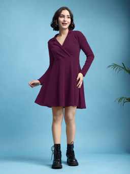 PURVAJA - Women Wine Solid Dress