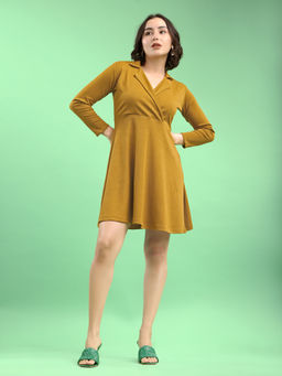 PURVAJA - Women Gold Solid Dress