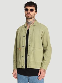 Bene Kleed - Men Relaxed Fit Olive Coloured Denim Cotton Jacket
