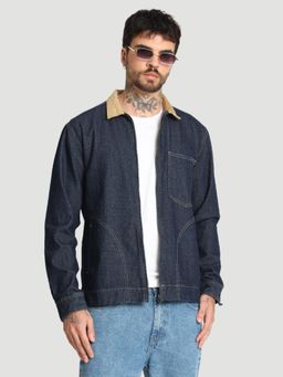 Bene Kleed - Men Relax fit Navy Cotton Denim jacket with Front zipper
