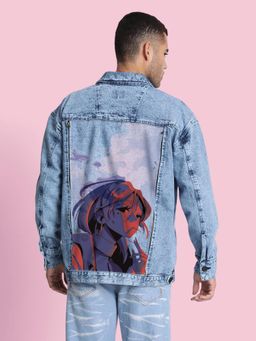 Bene Kleed - Men Black Detachable Back Print Panel Denim Jacket