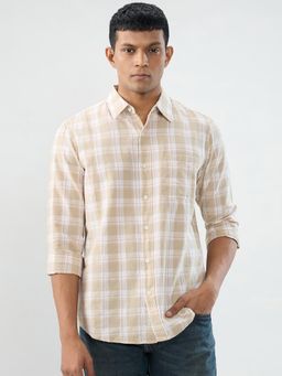 Spykar - Beige Check Regular Fit Shirt