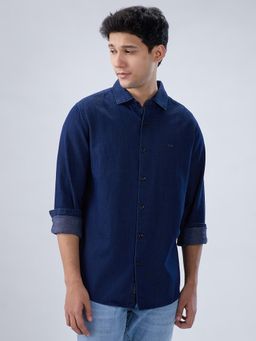 Spykar - Navy Blue Denim Regular Fit Shirt