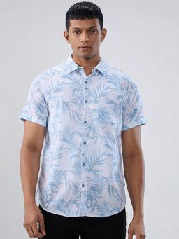 Spykar - Blue Floral Print Regular Fit Shirt