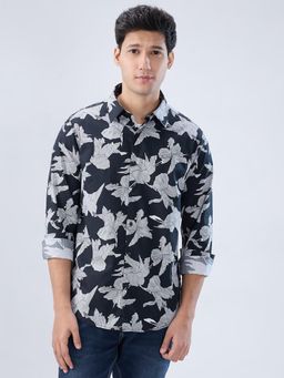 Spykar - Black Floral Print Regular Fit Shirt
