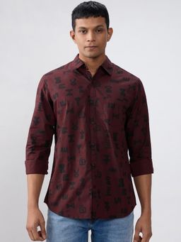 Spykar - Red Print Regular Fit Shirt