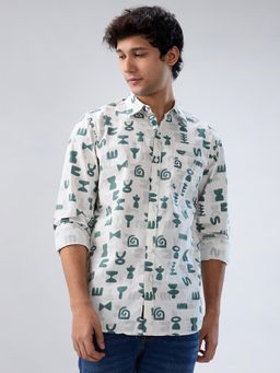 Spykar - Off-White Print Regular Fit Shirt