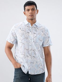 Spykar - Aqua Print Regular Fit Shirt