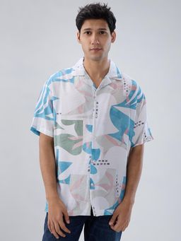 Spykar - Blue Print Relaxed Fit Shirt