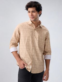 Spykar - Beige Print Regular Fit Shirt