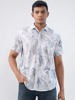 Spykar - Grey Floral Print Regular Fit Shirt