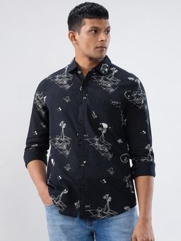 Spykar - Black Graphic Print Regular Fit Shirt
