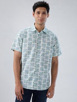 Spykar - Green Print Regular Fit Shirt