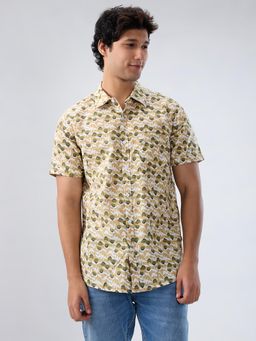 Spykar - Beige Floral Print Regular Fit Shirt