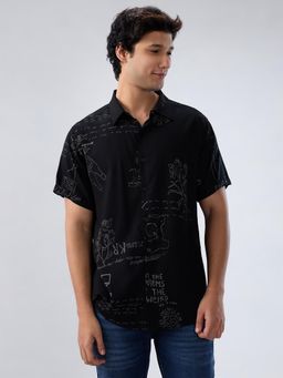 Spykar - Black Graphic Print Regular Fit Shirt