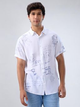 Spykar - White Graphic Print Regular Fit Shirt
