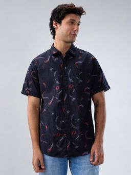 Spykar - Black Print Regular Fit Shirt