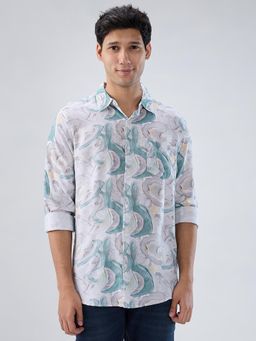 Spykar - Green Print Regular Fit Shirt