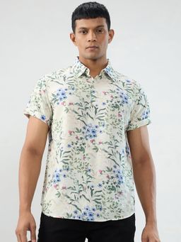 Spykar - Off-White Floral Print Regular Fit Shirt