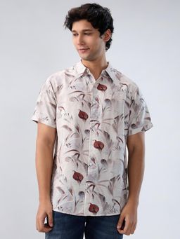 Spykar - Off-White Floral Print Regular Fit Shirt