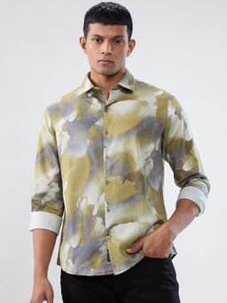 Spykar - Green Print Regular Fit Shirt
