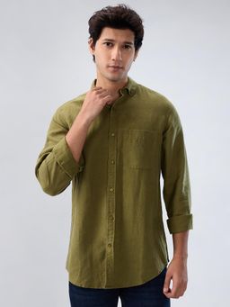 Spykar - Green Solid Regular Fit Shirt