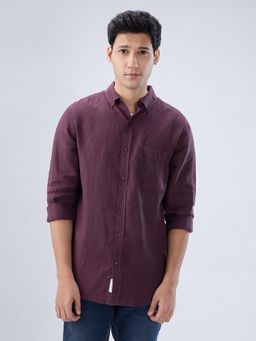 Spykar - Wine Solid Regular Fit Shirt