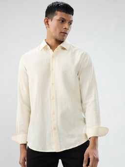 Spykar - Off-White Textured Regular Fit Shirt