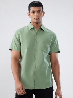 Spykar - Green Solid Regular Fit Shirt