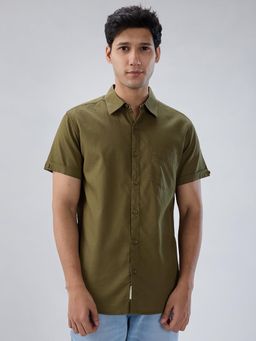 Spykar - Green Solid Regular Fit Shirt