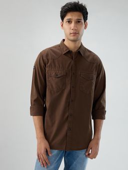 Spykar - Brown Solid Regular Fit Shirt