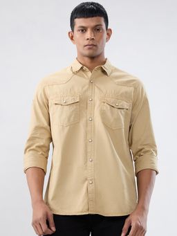 Spykar - Beige Solid Regular Fit Shirt