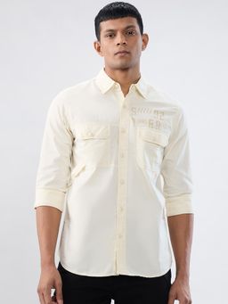 Spykar - Off-White Solid Regular Fit Shirt