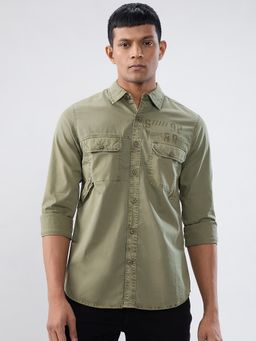 Spykar - Green Solid Regular Fit Shirt