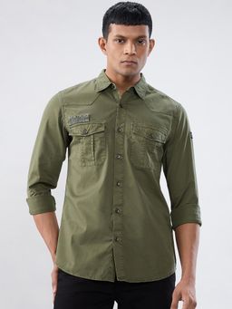 Spykar - Green Solid Regular Fit Shirt