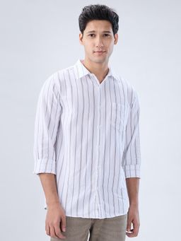 Spykar - White Stripe Regular Fit Shirt