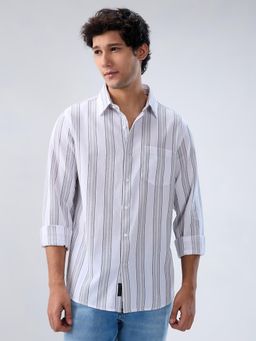 Spykar - Grey Stripe Regular Fit Shirt