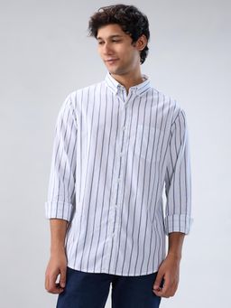 Spykar - White Stripe Regular Fit Shirt