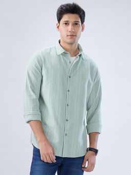 Spykar - Green Stripe Regular Fit Shirt