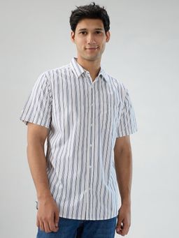 Spykar - White Stripe Regular Fit Shirt