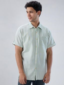 Spykar - Green Stripe Regular Fit Shirt