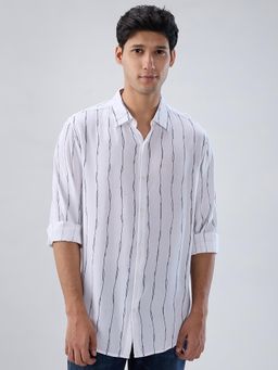 Spykar - White Stripe Regular Fit Shirt