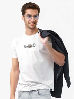 Rare Rabbit - Chent White Graphic Print Regular Fit T-shirt