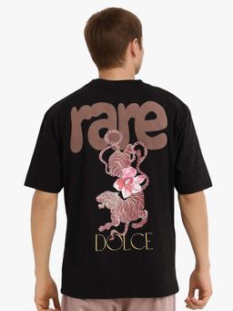 Rare Rabbit - Cheers Black Graphic Print Oversized T-shirt