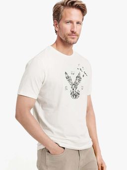 Rare Rabbit - Conno Off White Graphic Print Regular Fit T-shirt